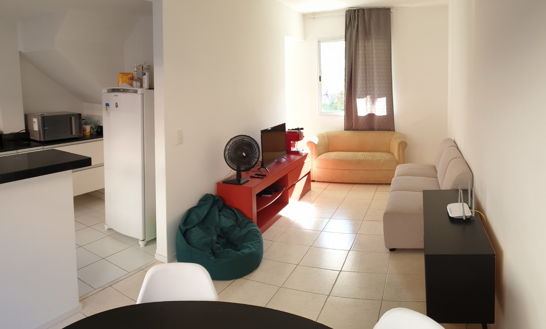 Panaroma view kitchen and living room